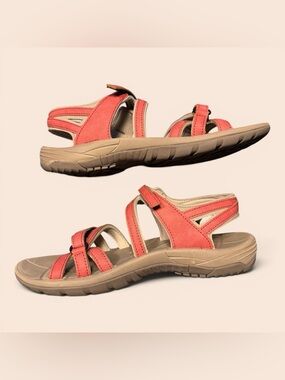Northside Colette Open Toe Sandal Comfort Walk Coral Strappy Sz 8